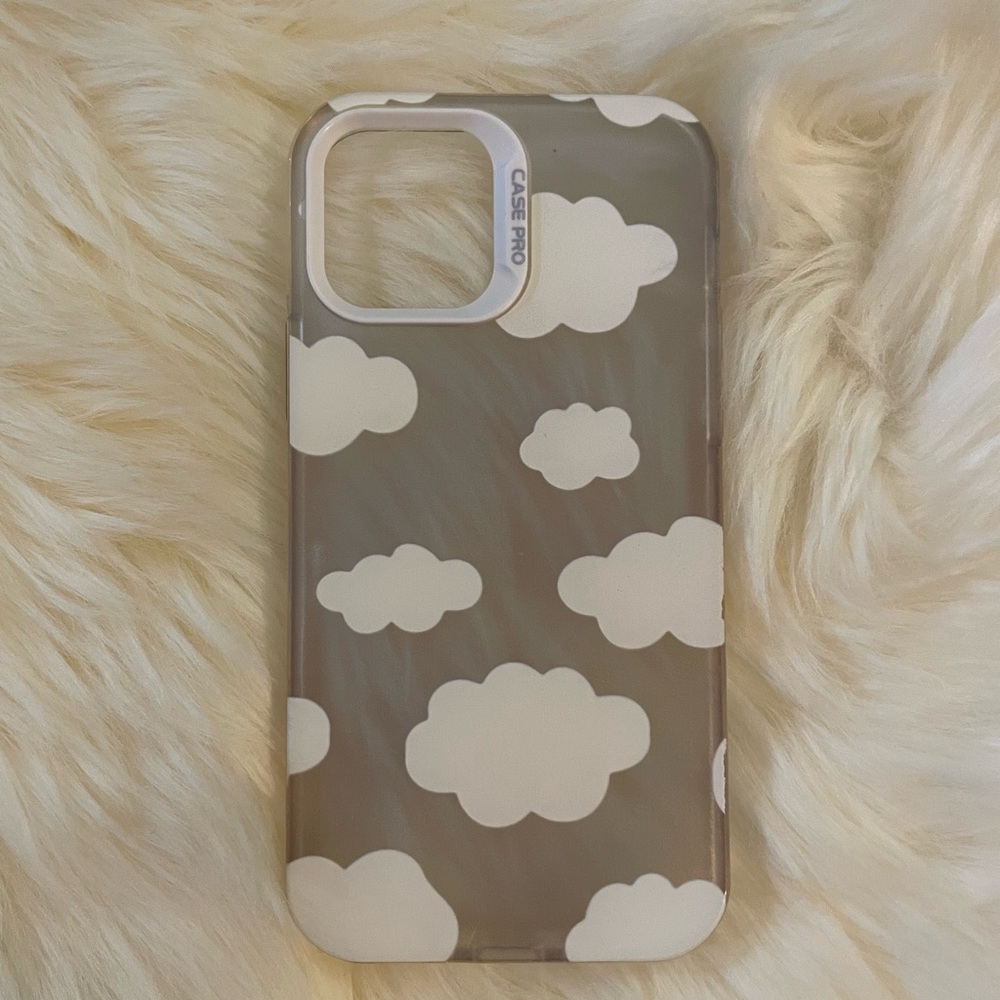 iPhone 12 Pro clear gray clouds silicone phone case